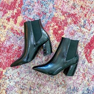 NWT black crocodile booties